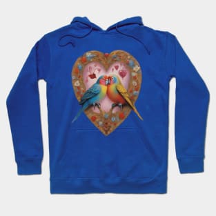 Valentine’s Day parrots cuddling Hoodie